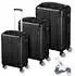 VESKA Hartschalenkoffer-Set 3-teilig ABS, TSA-Schloss, 4 Rollen, schwarz (M-L-XL)