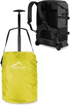 Normani Rucksack mit Trolleyfunktion und Regenüberzug 37L, gelb/schwarz