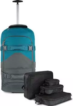 Normani Reisetasche mit Rucksack- & Trolleyfunktion 90L, grau/petrol