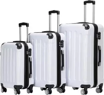 BEIBYE 4-Rollen-Trolley Set 55/65/76 cm white
