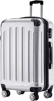 BEIBYE 4-Rollen-Trolley 76 x 50 x 30/35 cm silver