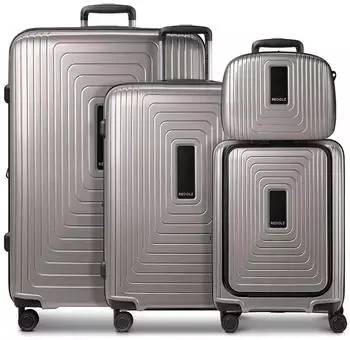 REDOLZ Essentials 14 4-Rollen-Trolley Set + Beautycase 4-teilig (RD12440) coffee grey metallic