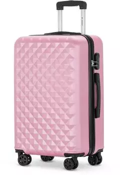 YONSLY Hartschalen-Trolley Rollkoffer 360°-Rollen, Zahlenschloss, roségold (66cm)