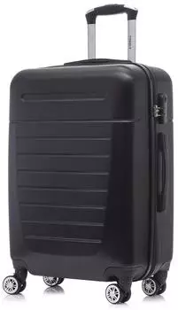 YONSLY Hartschalen-Trolley ABS, 4 Rollen 360&deg;, Zahlenschloss, Gr&ouml;&szlig;e L, schwarz