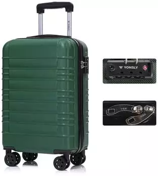YONSLY Hartschalen-Trolley dunkelgr&uuml;n, TSA-Schloss, 4 Rollen (M)