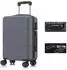 YONSLY Hartschalen-Trolley ABS/Aluminium, TSA-Schloss, 4 Rollen, grau