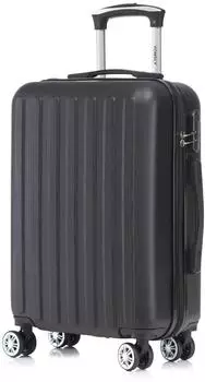 YONSLY Hartschalen-Trolley schwarz, 4 Rollen 360°, Zahlenschloss