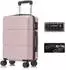 YONSLY Hartschalen-Trolley ABS/Aluminium, 4 Rollen, TSA-Schloss, roségold (M)
