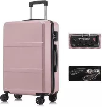 YONSLY Hartschalen-Trolley 4 Rollen TSA-Schloss roségold