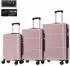 YONSLY Hartschalen-Trolley-Set M-L-XL, roségold, TSA-Schloss, 4 Rollen