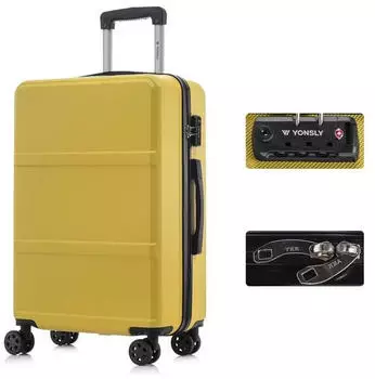 YONSLY Hartschalen-Trolley gelb, TSA-Schloss, 4 Rollen