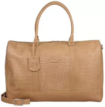 Burkely Cool Colbie Weekender Echtleder, Kroko-Optik, camel