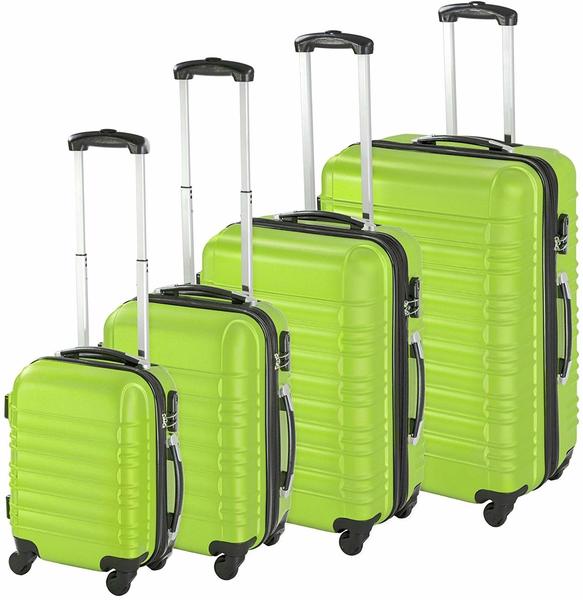 TecTake 4-Rollen-Trolley-Set 47/56/65/76 cm green (4020)