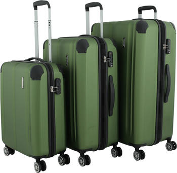 Travelite City 4-Rollen-Trolley Set 55/68/77 cm green