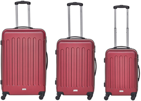 Packenger Travelstar 4-Rollen-Trolley-Set 50/60/75 cm red (103-006)