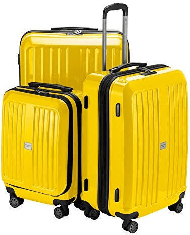 Hauptstadtkoffer X-Berg 4-Rollen-Trolley Set 55/65/75 cm glossy yellow
