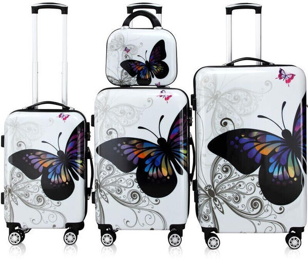 Monzana Butterfly 4-Rollen-Trolley Set 56/68/75 cm & Beauty Case