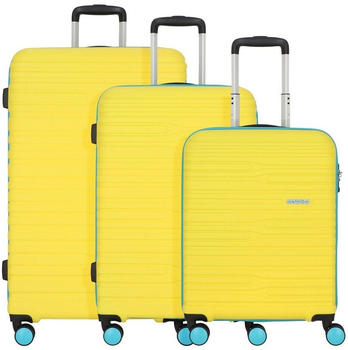 American Tourister Wavestream 4-Rollen-Trolley Set 55/68/78 cm yellow/turquoise