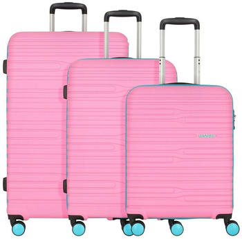 American Tourister Wavestream 4-Rollen-Trolley Set 55/68/78 cm pink/turquoise