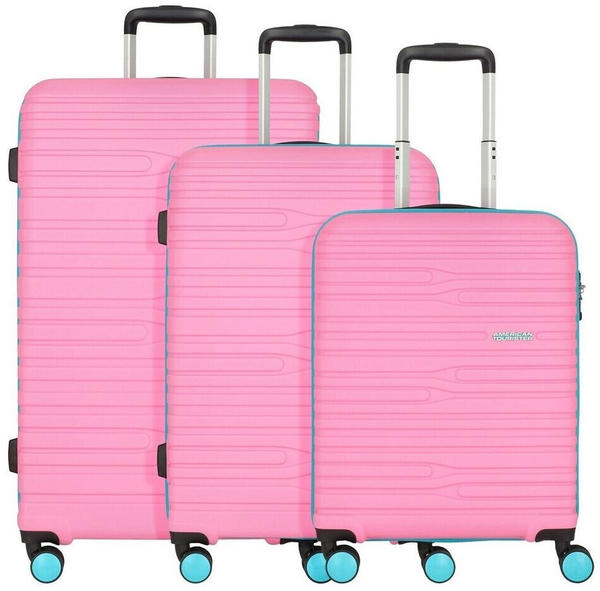 American Tourister Wavestream 4-Rollen-Trolley Set 55/68/78 cm pink/turquoise