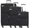 D&N, Koffer, Travel Line 6704 - 3-teiliges Koffer-Set Dobby Nylon, Schwarz, (93 l,
