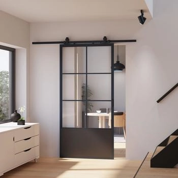 Inova Loft Glasschiebetür 880 x 2035 mm 6 Felder Komplettset schwarz