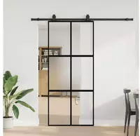 vidaXL Schiebet&uuml;r mit Beschlag Schwarz 90x205 cm Hartglas