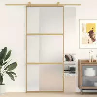 vidaXL Schiebet&uuml;r Golden 90x205 cm Matt ESG-Glas und Aluminium