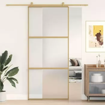 vidaXL Schiebet&uuml;r Golden 90x205 cm Matt ESG-Glas und Aluminium 155152