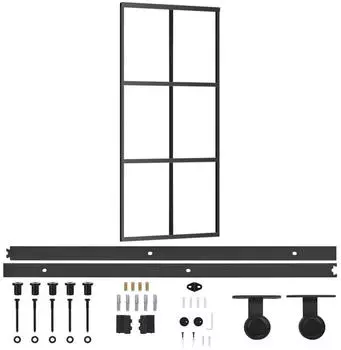 vidaXL Schiebet&uuml;r mit Beschlag ESG-Glas & Aluminium 90x205 cm 3081946