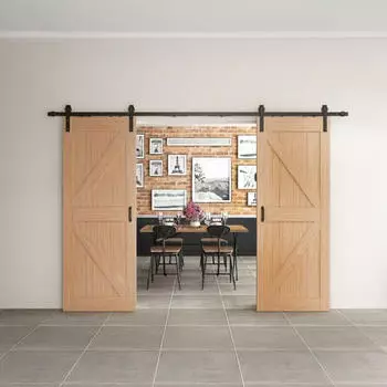 Inova Holzschiebet&uuml;r Eiche 2050 x 2150 mm Komplettset Schwarz inkl. 2Seitiger Softclose
