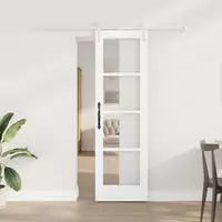 vidaXL Schiebet&uuml;r Wei&szlig; 61 x 198,5 cm Massivholz Kiefer und Glas