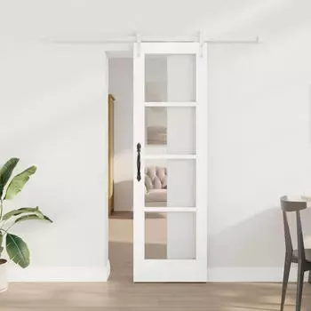 vidaXL Schiebet&uuml;r mit Beschl&auml;gen Wei&szlig; 61x198,5cm Massivholz Kiefer (3332350)