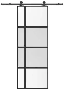 vidaXL Schiebet&uuml;r mit Beschlag 76x205 cm Hartglas & Aluminium 3333031