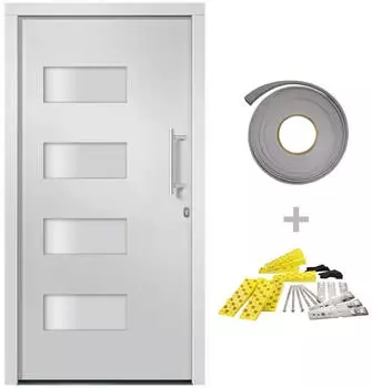 vidaXL Haust&uuml;r Aluminium und PVC Wei&szlig; 100x200 cm 3056818