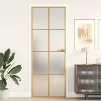 vidaXL Innent&uuml;r Schlank Golden 76x201,5 cm Hartglas und Aluminium 155144