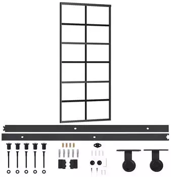 vidaXL Schiebet&uuml;r mit Beschlag ESG-Glas & Aluminium 90x205 cm 3081958