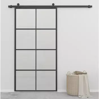 vidaXL Schiebet&uuml;r Aluminium und ESG Glas 102,5x205 cm Schwarz 288066