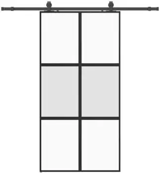 vidaXL Schiebet&uuml;r mit Beschlag Schwarz 102,5x205 cm Hartglas 3375885