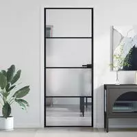 vidaXL Innent&uuml;r Schlank Schwarz 83x201,5 cm Hartglas & Aluminium