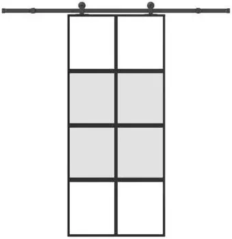 vidaXL Schiebet&uuml;r mit Beschlag 90x205 cm Hartglas und Aluminium 3333011