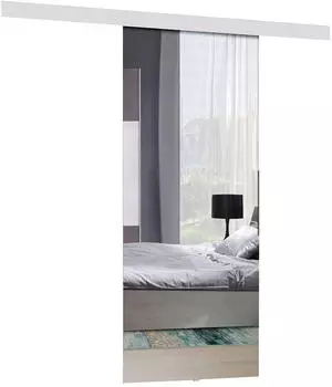 Mirjan24 Mirror Schiebetür mit Spiegel, Weiß, Modell 80 (Modell 80)