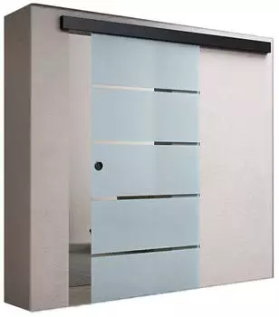doporro Amalfi-plus 11H Glasschiebetür Komplettset Softclose 8mm ESG Milchglas-Streifen (Amalfi-plus 11H)