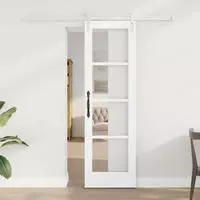 vidaXL Schiebet&uuml;r ORKDAL Wei&szlig; 61 x 198,5 cm Massivholz Kiefer und Glas