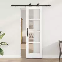 vidaXL Schiebet&uuml;r ORKDAL Wei&szlig; 61 x 198,5 cm Massivholz Kiefer und Glas