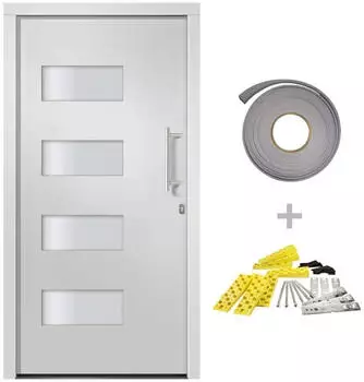 vidaXL Haust&uuml;r Aluminium und PVC Wei&szlig; 110x210 cm 3056820