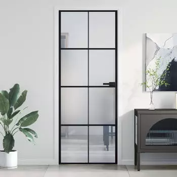 vidaXL Innent&uuml;r Schlank Schwarz 76x201,5 cm Hartglas und Aluminium 155124