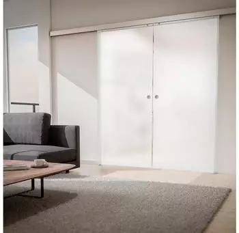 Inova Glasschiebet&uuml;r Vollfl&auml;chig Satiniert 1760 x 2035 mm Komplettset mit Griffmuschel