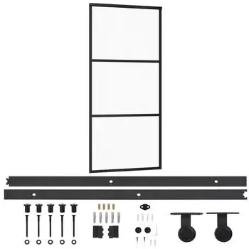 vidaXL Schiebet&uuml;r mit Beschlag ESG-Glas & Aluminium 90x205 cm 3081941