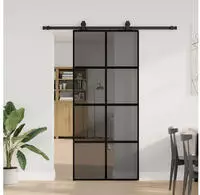 vidaXL Schiebet&uuml;r mit Beschlag Schwarz 90x205 cm Hartglas